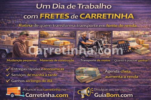 Um dia de trabalho com fretes de carretinha