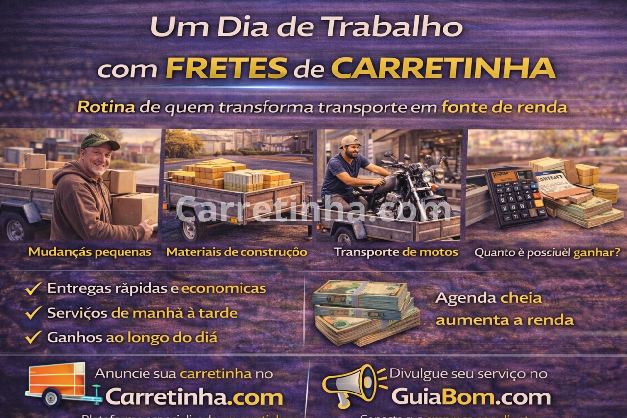 Um dia de trabalho com fretes de carretinha
